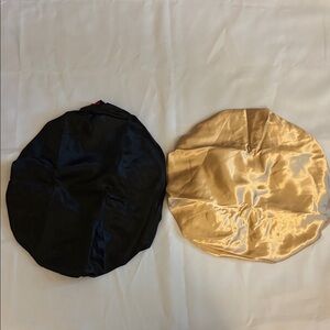Silk Hair Bonnet 2 piece Black / Gold NIP